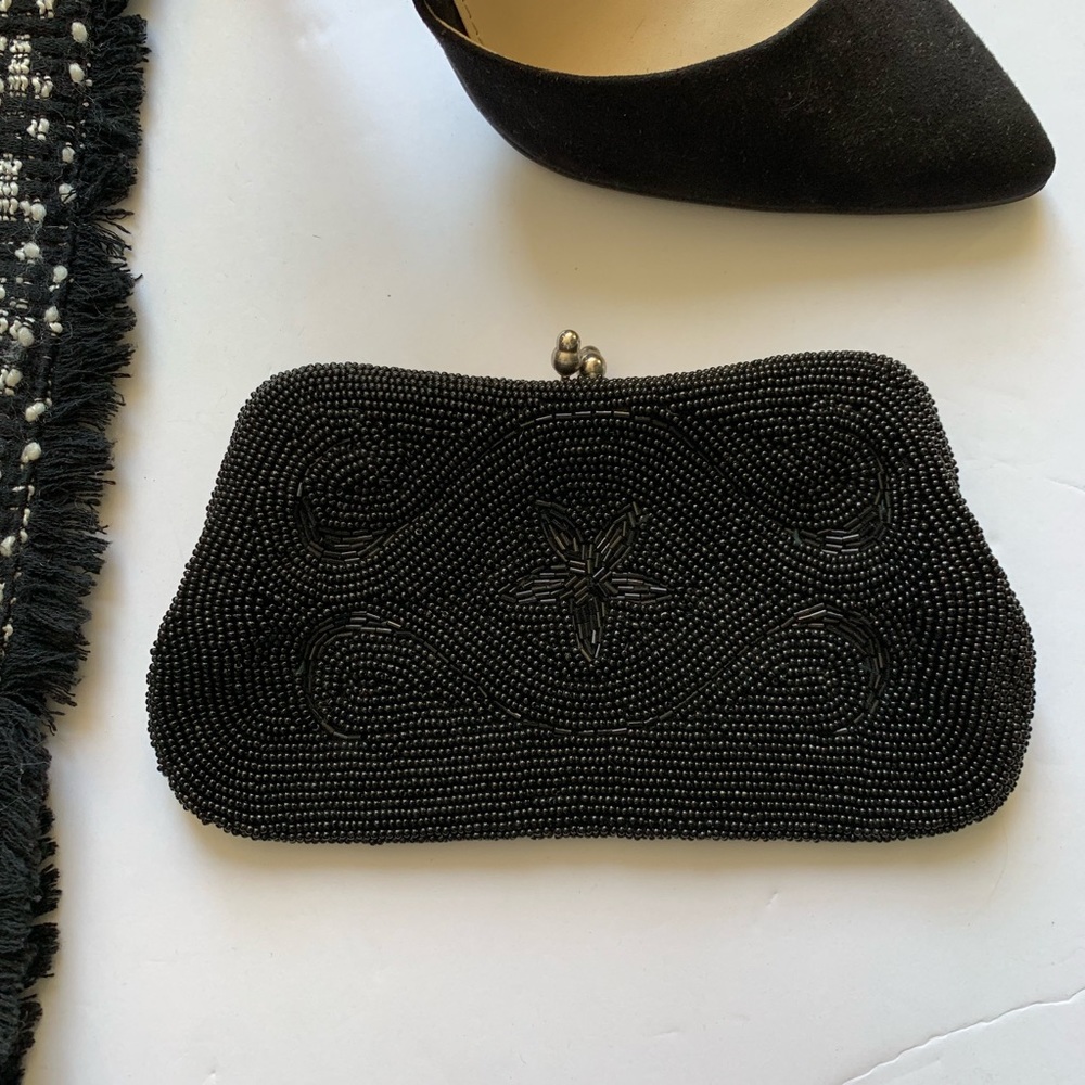 Vintage Black Beaded Clutch